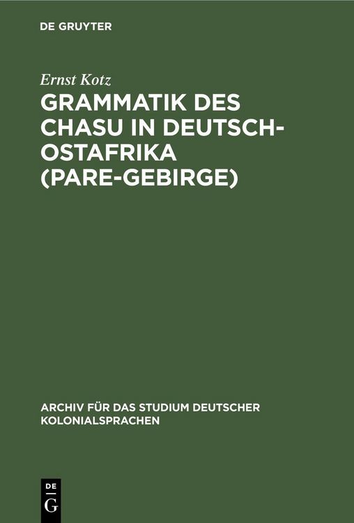 Produktbild: Grammatik des Chasu in Deutsch-Ostafrika (Pare-Gebirge)