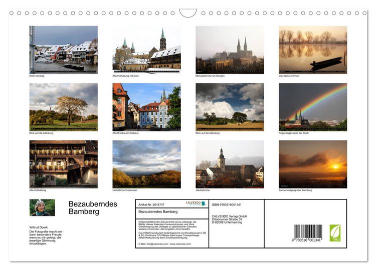 Produktbild: Bezauberndes Bamberg (Wandkalender 2026 DIN A3 quer), CALVENDO Monatskalender