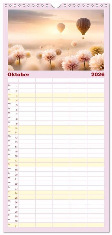 Produktbild: Familienplaner 2026 - Romantischer Terminkalender mit 5 Spalten (Wandkalender, 21 x 45 cm) CALVENDO
