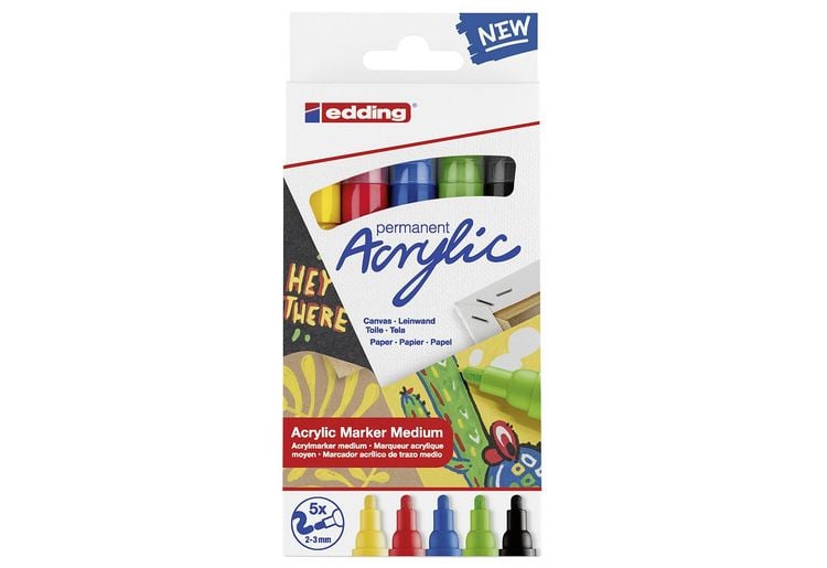 Produktbild: Edding Acrylmarker Acrylic 5100 Mittel 5er Set