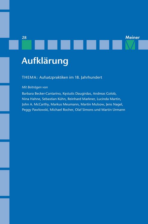 Produktbild: Aufkl&auml;rung, Band 28: Aufsatzpraktiken im 18. Jahrhundert