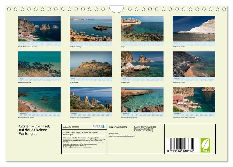 Produktbild: Sizilien &ndash; Die Insel, auf der es keinen Winter gibt (Wandkalender 2027 DIN A4 quer), CALVENDO Monatskalender