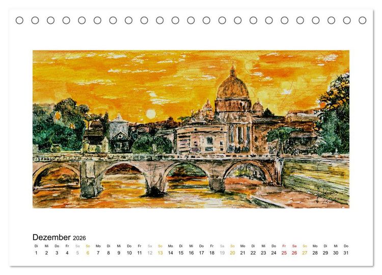 Produktbild: ROM In stillen Aquarellen (Tischkalender 2026 DIN A5 quer), CALVENDO Monatskalender
