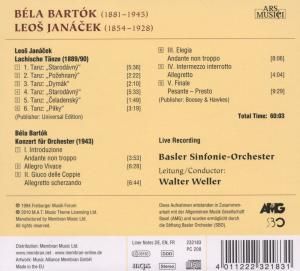 Produktbild: Weller/Basler SO: Janacek/Bartok:Lachische T&auml;nze/Konzert F.O