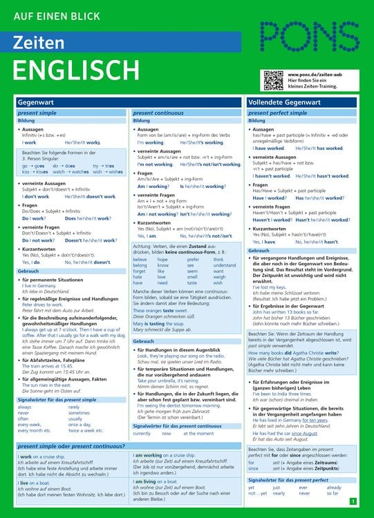 Produktbild: PONS Zeiten auf einen Blick Englisch