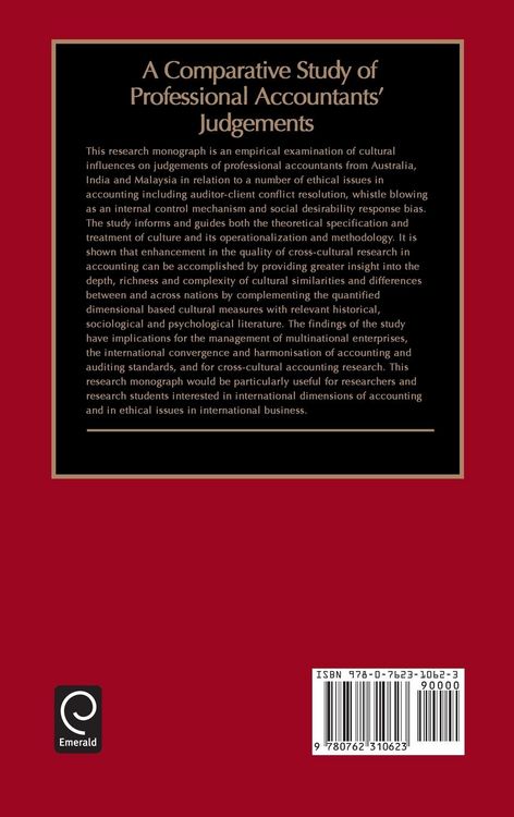 Produktbild: Comparative Study of Professional Accountants Judgements