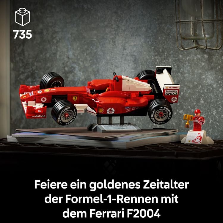 Produktbild: LEGO Icons Ferrari F2004 und Michael Schumacher Formel 1 Auto 11375
