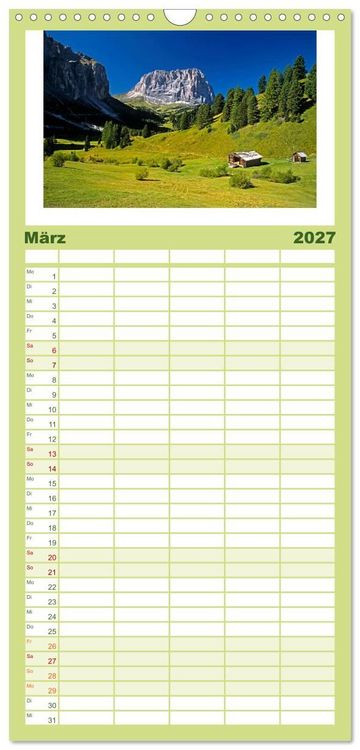 Produktbild: Familienplaner 2027 - S&Uuml;DTIROL - Land der Berge mit 5 Spalten (Wandkalender, 21 x 45 cm) CALVENDO