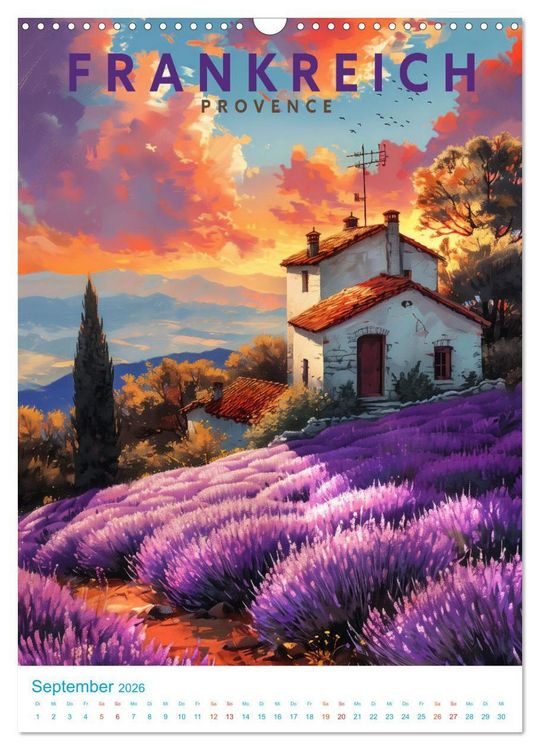 Produktbild: Frankreich - Old School Poster Style (Wandkalender 2026 DIN A3 hoch), CALVENDO Monatskalender