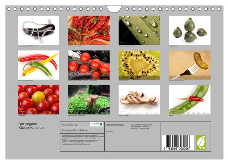 Produktbild: Der vegane K&uuml;chenkalender (Wandkalender 2026 DIN A4 quer), CALVENDO Monatskalender