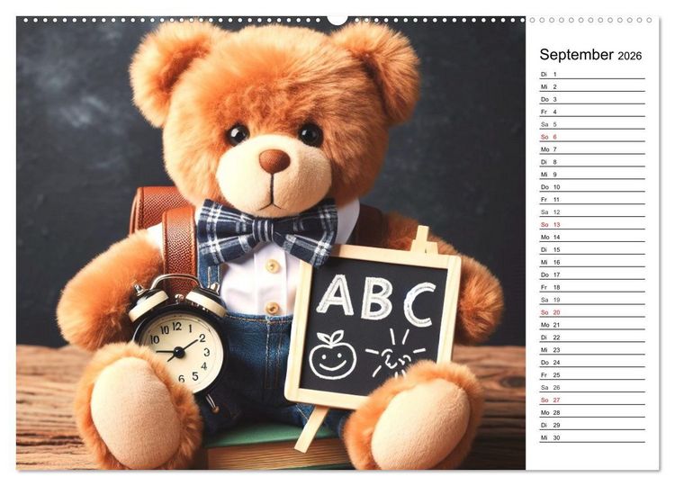 Produktbild: Teddys - Die Jahresreise der KI-Teddyb&auml;ren (Wandkalender 2026 DIN A2 quer), CALVENDO Monatskalender