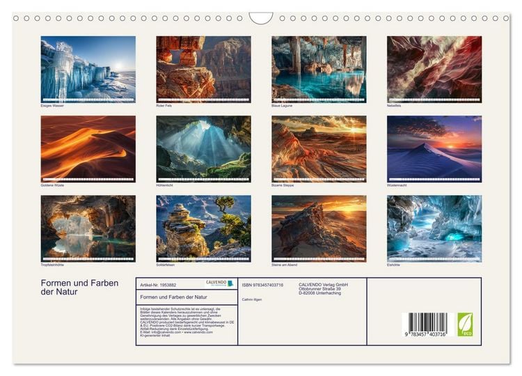 Produktbild: Formen und Farben der Natur (Wandkalender 2026 DIN A3 quer), CALVENDO Monatskalender