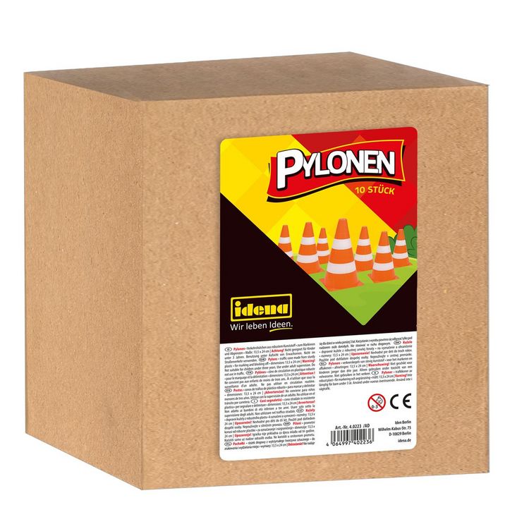Produktbild: Idena Pylonen orange/wei&szlig; 13,5x24cm 10 St&uuml;ck