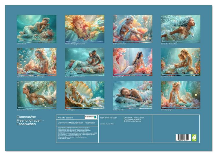 Produktbild: Glamour&ouml;se Meerjungfrauen - Fabelwesen (Wandkalender 2026 DIN A2 quer), CALVENDO Monatskalender