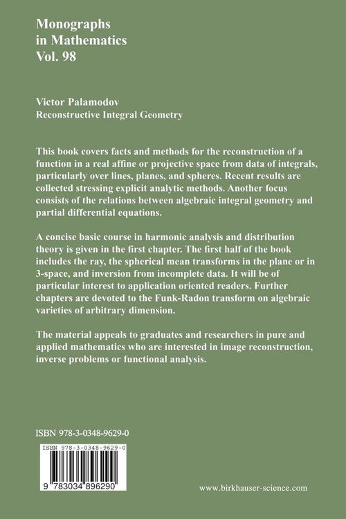 Produktbild: Reconstructive Integral Geometry