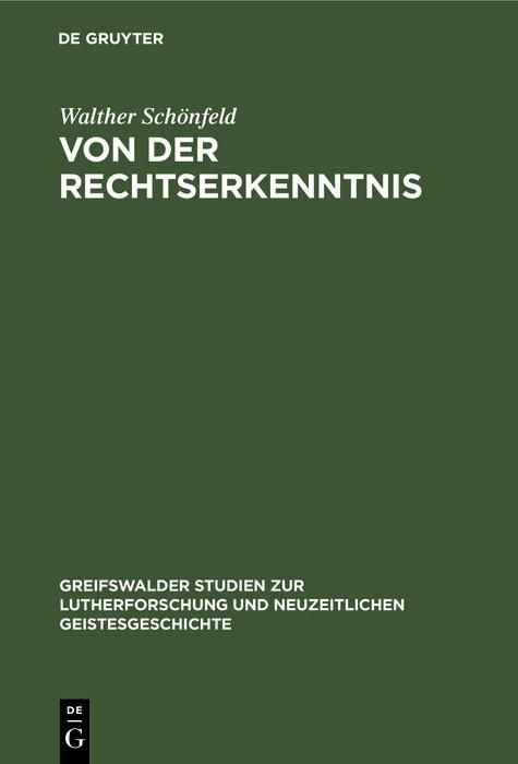 Produktbild: Von der Rechtserkenntnis