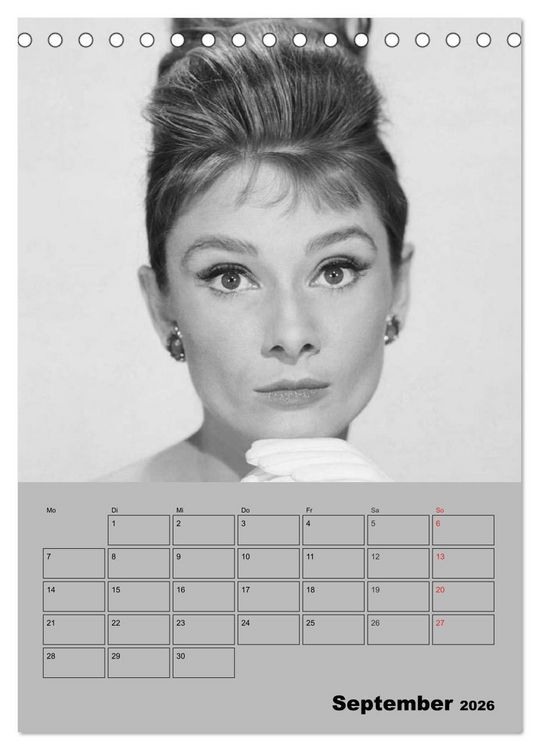 Produktbild: Hollywood-Diva. Audrey Hepburn (Tischkalender 2026 DIN A5 hoch), CALVENDO Monatskalender