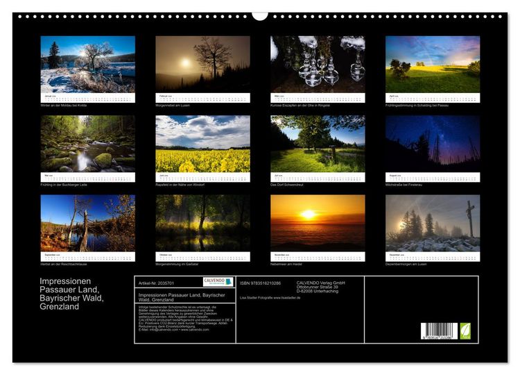 Produktbild: Impressionen Passauer Land, Bayrischer Wald, Grenzland (Wandkalender 2026 DIN A2 quer), CALVENDO Monatskalender