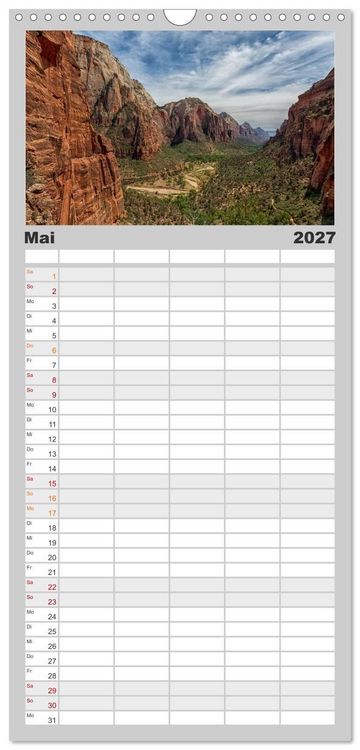 Produktbild: Familienplaner 2027 - USA Deluxe mit 5 Spalten (Wandkalender, 21 x 45 cm) CALVENDO