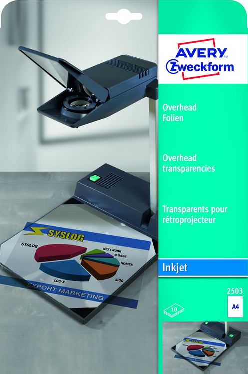 Produktbild: AVERY Zweckform Overheadfolien Inkjet transparent DIN A4 10 St&uuml;ck