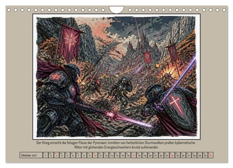 Produktbild: Ritter Roland in der Cyberwelt: Orlando furioso im Cyberpunk-Stil (Wandkalender 2027 DIN A4 quer), CALVENDO Monatskalender