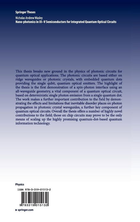 Produktbild: Nano-photonics in III-V Semiconductors for Integrated Quantum Optical Circuits