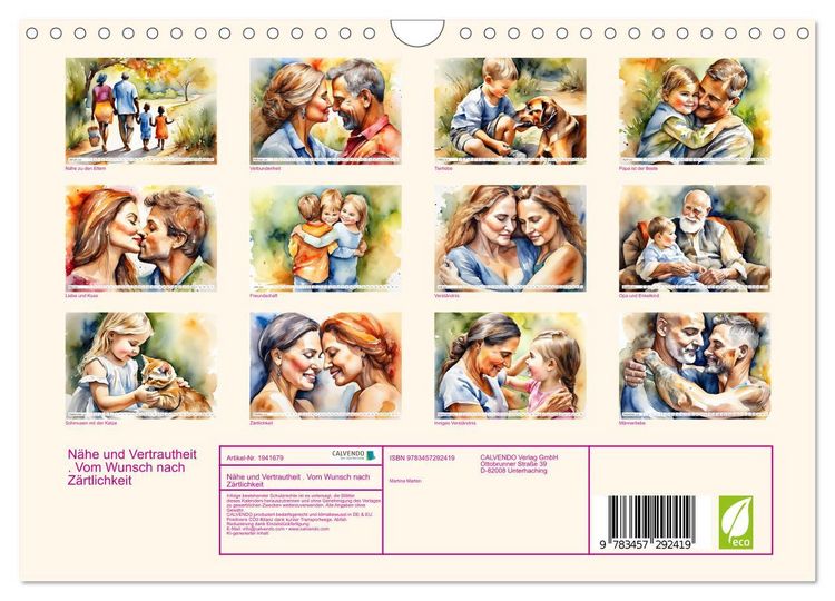 Produktbild: N&auml;he und Vertrautheit . Vom Wunsch nach Z&auml;rtlichkeit (Wandkalender 2026 DIN A4 quer), CALVENDO Monatskalender