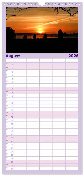 Produktbild: Familienplaner 2026 - Wanderung durch die zauberhafte L&uuml;neburger Heide mit 5 Spalten (Wandkalender, 21 x 45 cm) CALVENDO