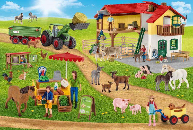 Produktbild: Farm World, Bauernhof und Hofladen. Puzzle 100 Teile, mit Add-on (eine Original Figur)