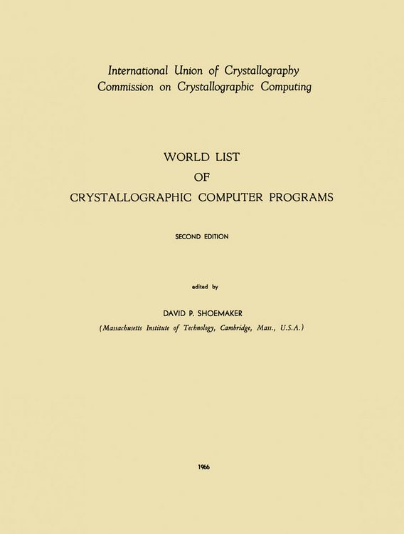 Produktbild: World List of Crystallographic Computer Programs