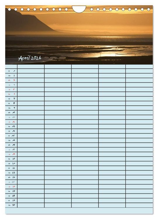Produktbild: Island Familienplaner (Wandkalender 2026 DIN A4 hoch), CALVENDO Monatskalender