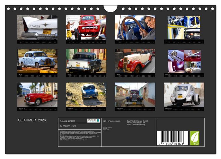 Produktbild: OLDTIMER 2026 (Wandkalender 2026 DIN A4 quer), CALVENDO Monatskalender