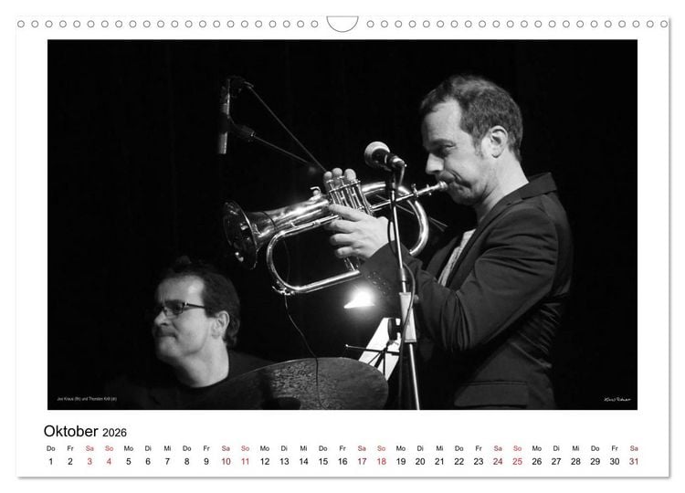 Produktbild: Internationale Meister des Jazz in Schwarzwei&szlig; (Wandkalender 2026 DIN A3 quer), CALVENDO Monatskalender