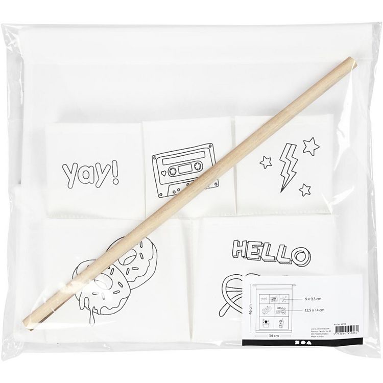 Produktbild: Creativ Company Wohndekoration mit Stoff Organizer-Tasche zum Aufh&auml;ngen, Wei&szlig;, H 46 cm, B 34 cm, 145 g, 1 Stk