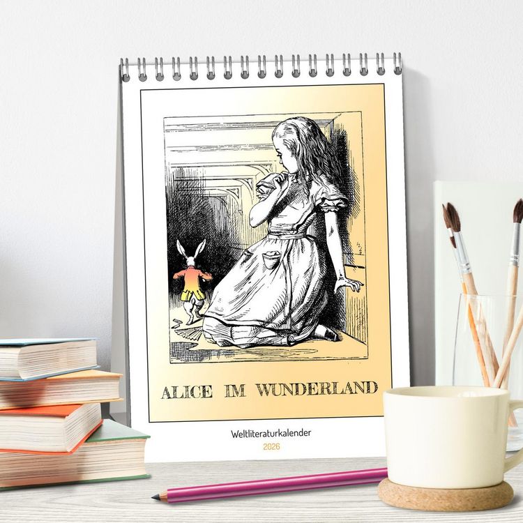 Produktbild: Alice im Wunderland - Weltliteraturkalender (Tischkalender 2026 DIN A5 hoch), CALVENDO Monatskalender