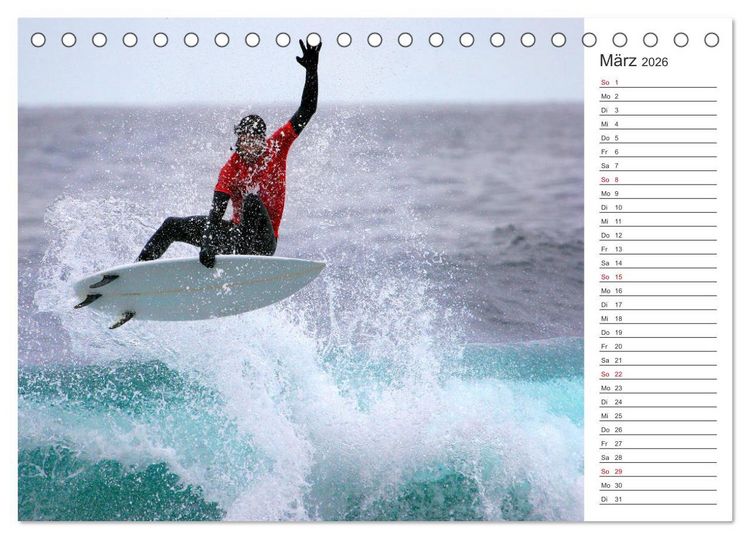 Produktbild: Surfen - Spa&szlig; auf den Wellen (Tischkalender 2026 DIN A5 quer), CALVENDO Monatskalender