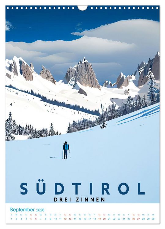 Produktbild: S&uuml;dtirol - Old School Poster Style (Wandkalender 2026 DIN A3 hoch), CALVENDO Monatskalender