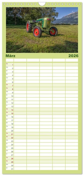 Produktbild: Familienplaner 2026 - Traktoren &ndash; Nostalgie auf dem Bauernhof mit 5 Spalten (Wandkalender, 21 x 45 cm) CALVENDO