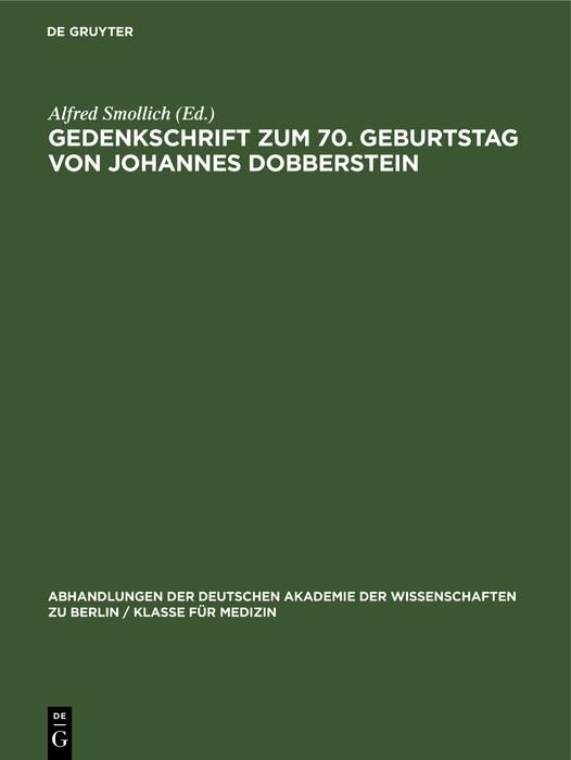 Produktbild: Gedenkschrift zum 70. Geburtstag von Johannes Dobberstein