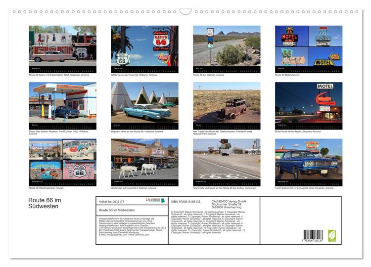 Produktbild: Route 66 im S&uuml;dwesten (Wandkalender 2026 DIN A2 quer), CALVENDO Monatskalender