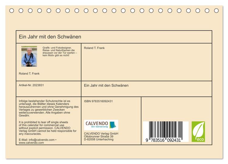 Produktbild: Ein Jahr mit den Schw&auml;nen (Tischkalender 2026 DIN A5 quer), CALVENDO Monatskalender