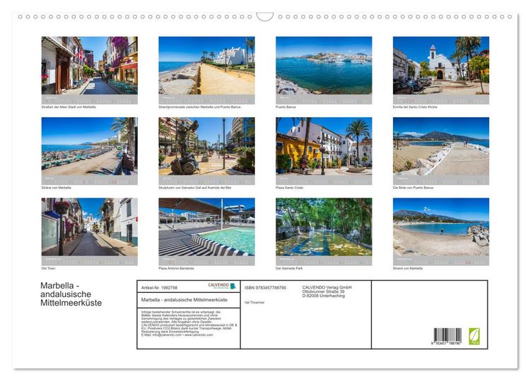 Produktbild: Marbella - andalusische Mittelmeerk&uuml;ste (Wandkalender 2026 DIN A2 quer), CALVENDO Monatskalender