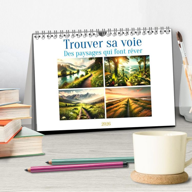 Produktbild: Trouver sa voie - Des paysages qui font r&ecirc;ver (Calendrier de bureau 2026 DIN A5 vertical), CALVENDO calendrier mensuel