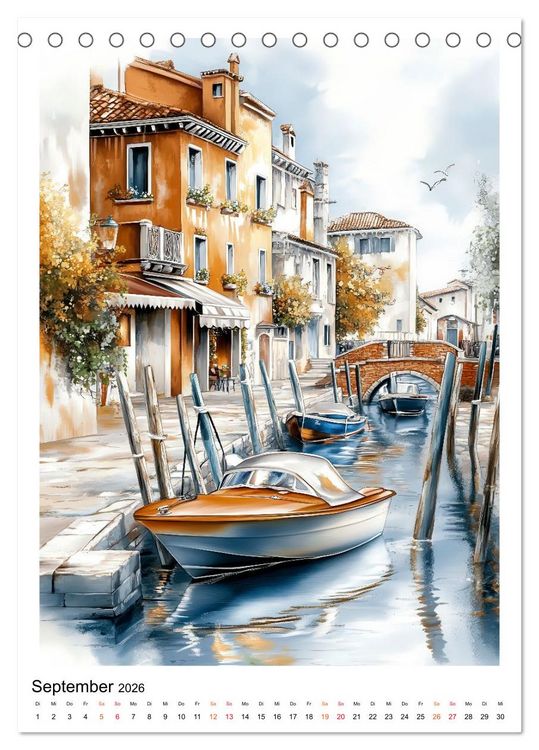 Produktbild: Venedig - Br&uuml;cken, Kan&auml;le, Gondeln (Tischkalender 2026 DIN A5 hoch), CALVENDO Monatskalender