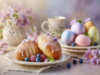 Produktbild: CALVENDO Puzzle Ostern fl&uuml;stert in Pastell und s&uuml;&szlig;en Versprechen | 1000 Teile Lege-Gr&ouml;&szlig;e 64x48cm Foto-Puzzle f&uuml;r gl&uuml;ckliche Stunden