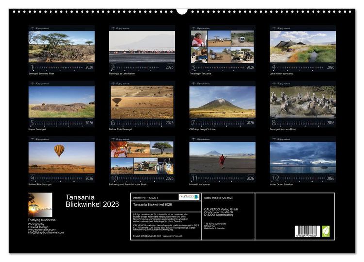 Produktbild: Tansania Blickwinkel 2026 (Wandkalender 2026 DIN A2 quer), CALVENDO Monatskalender