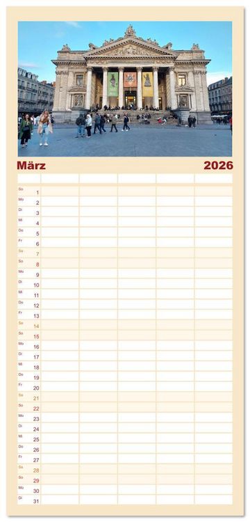 Produktbild: Familienplaner 2026 - Br&uuml;ssel - Spannende Metropole mit 5 Spalten (Wandkalender, 21 x 45 cm) CALVENDO