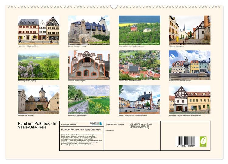 Produktbild: Rund um P&ouml;&szlig;neck - Im Saale-Orla-Kreis (hochwertiger Premium Wandkalender 2026 DIN A2 quer), Kunstdruck in Hochglanz