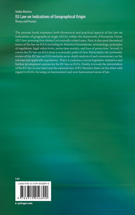 Produktbild: EU Law on Indications of Geographical Origin