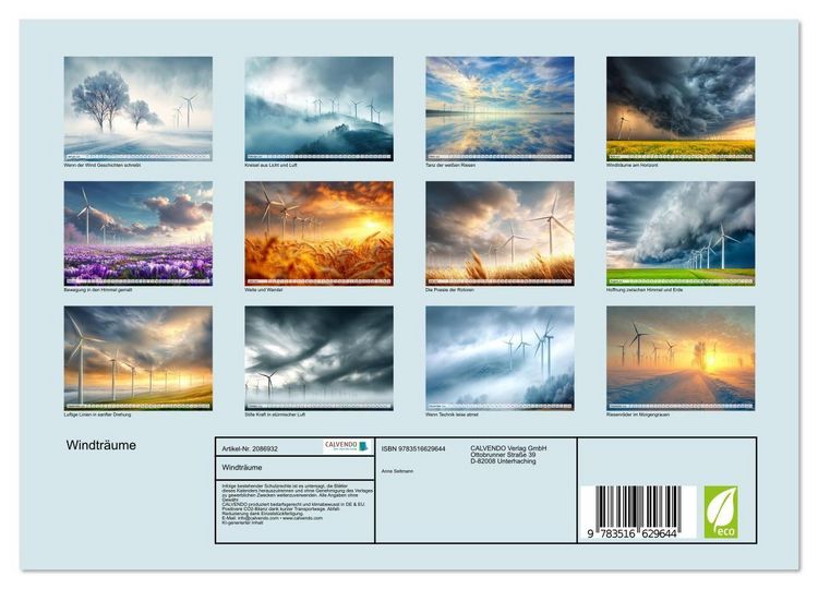 Produktbild: Windtr&auml;ume (Wandkalender 2026 DIN A4 quer), CALVENDO Monatskalender